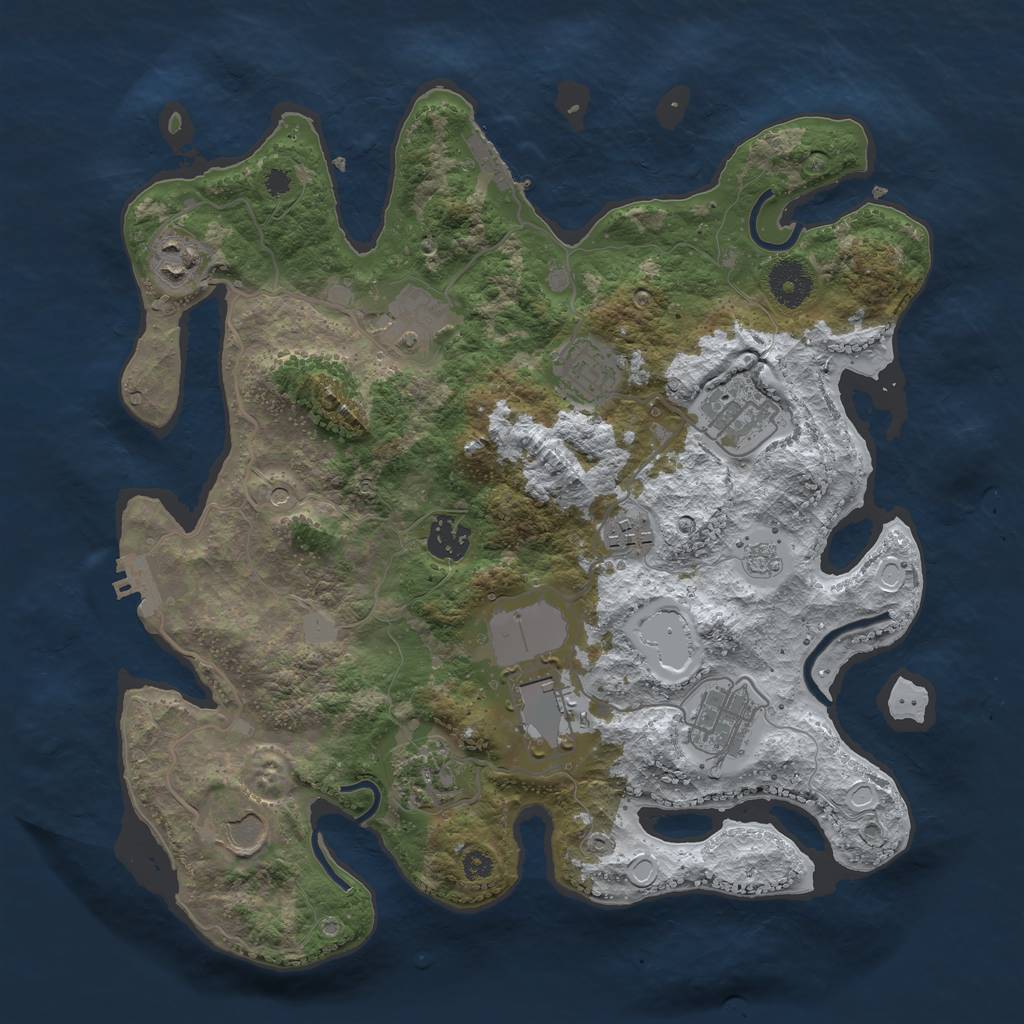 Rust Map: Procedural Map, Size: 3500, Seed: 4618, 19 Monuments