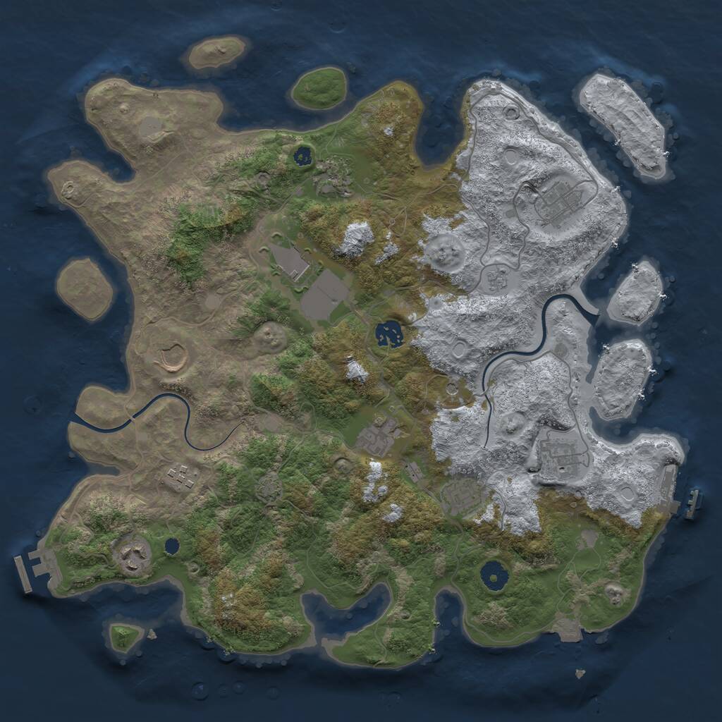 Rust Map: Procedural Map, Size: 3850, Seed: 1450644141, 16 Monuments