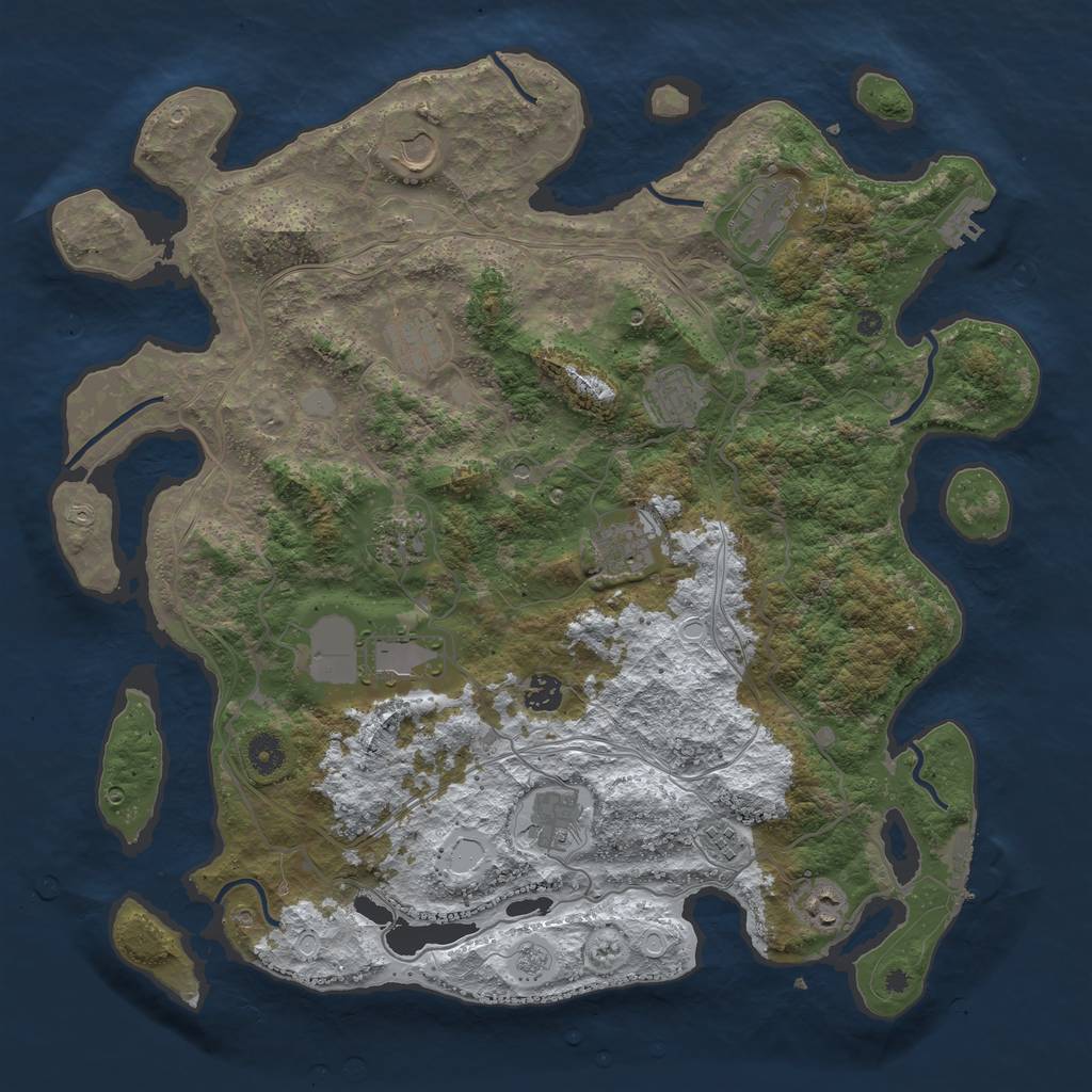 Rust Map: Procedural Map, Size: 4250, Seed: 3394161, 20 Monuments