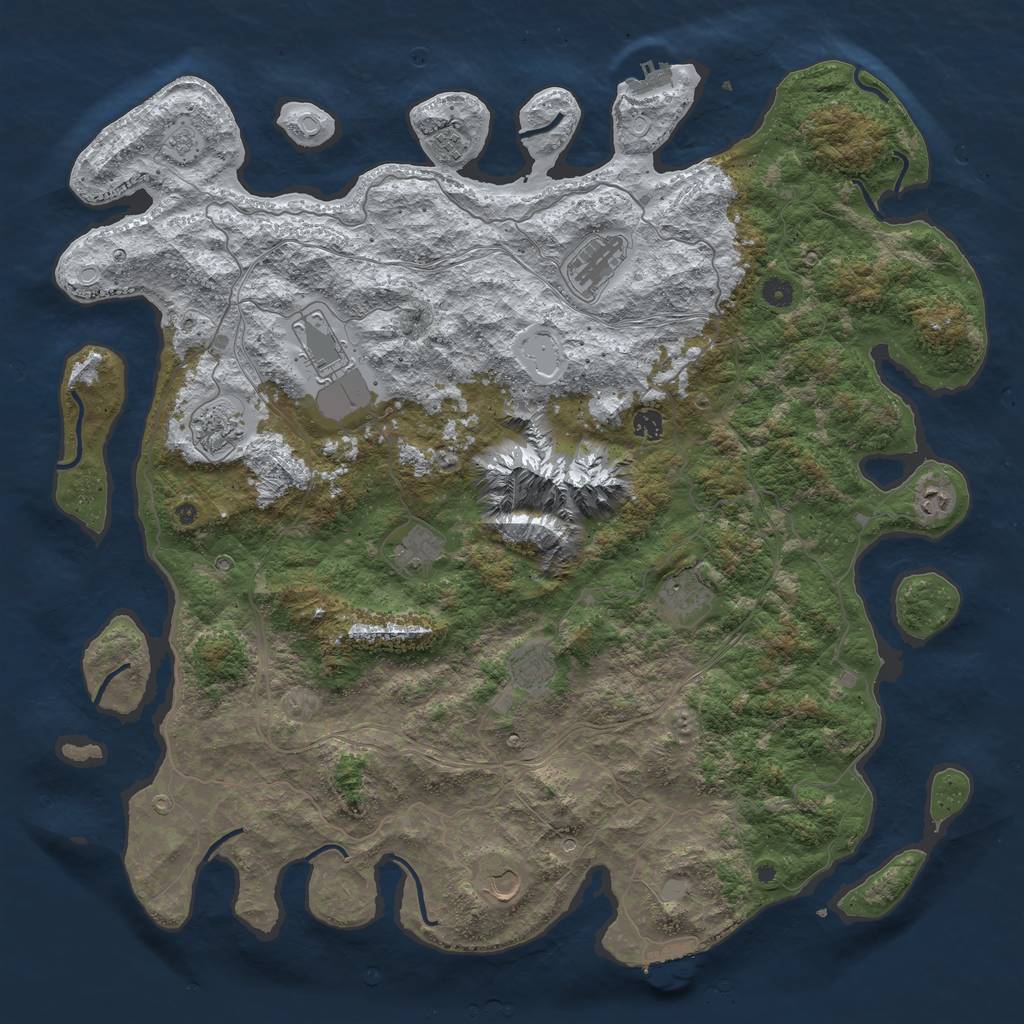 Rust Map: Procedural Map, Size: 5000, Seed: 1283351470, 19 Monuments