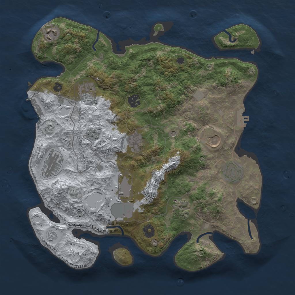 Rust Map: Procedural Map, Size: 3500, Seed: 60912855, 19 Monuments