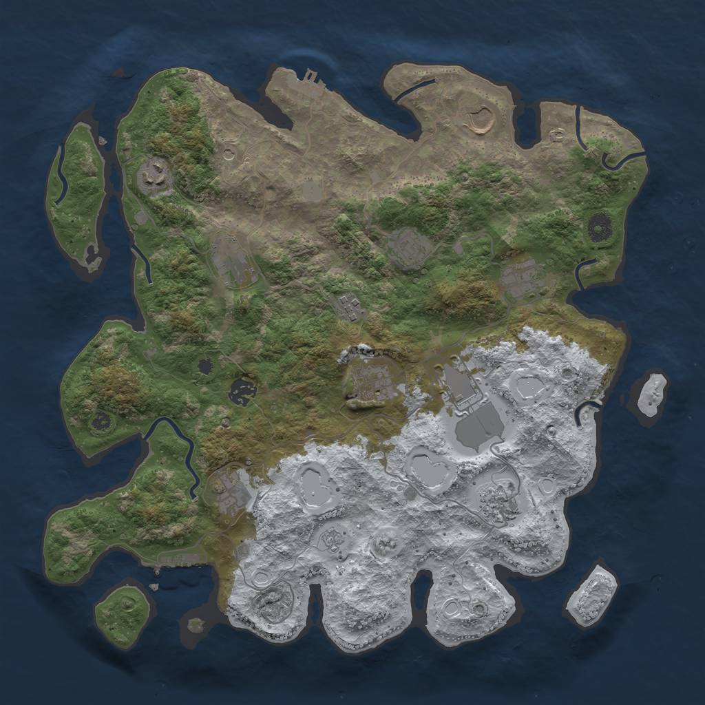 Rust Map: Procedural Map, Size: 3950, Seed: 425661454, 20 Monuments