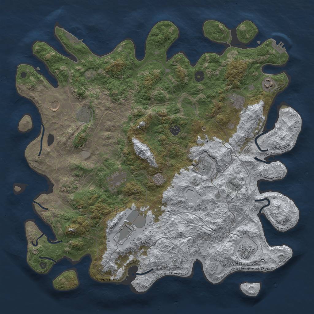 Rust Map: Procedural Map, Size: 4500, Seed: 206, 19 Monuments