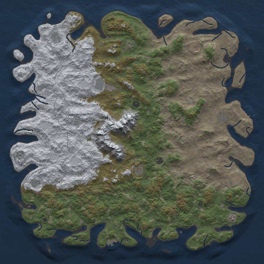 Rust Map: Procedural Map, Size: 6000, Seed: 7654321, 20 Monuments