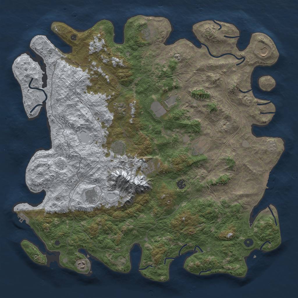 Rust Map: Procedural Map, Size: 5000, Seed: 1291722910, 20 Monuments