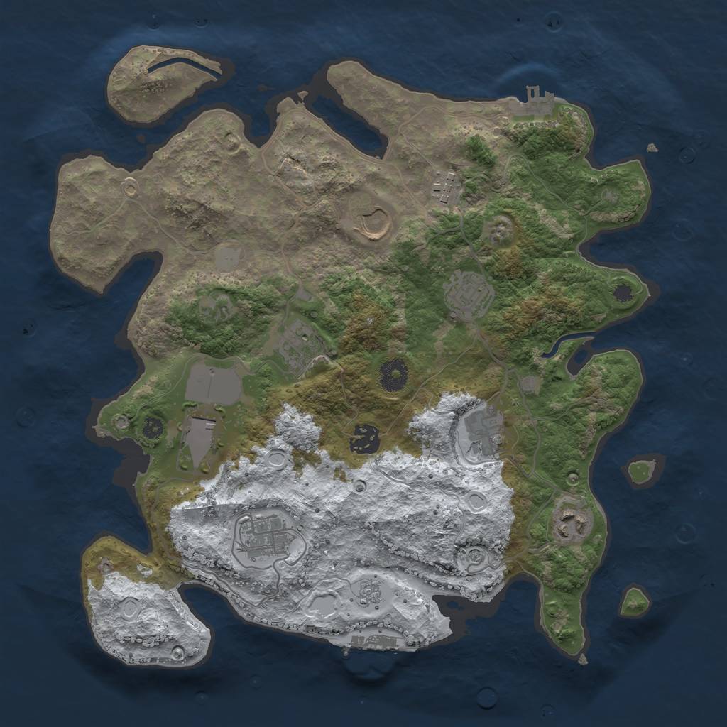 Rust Map: Procedural Map, Size: 3500, Seed: 400702747, 18 Monuments