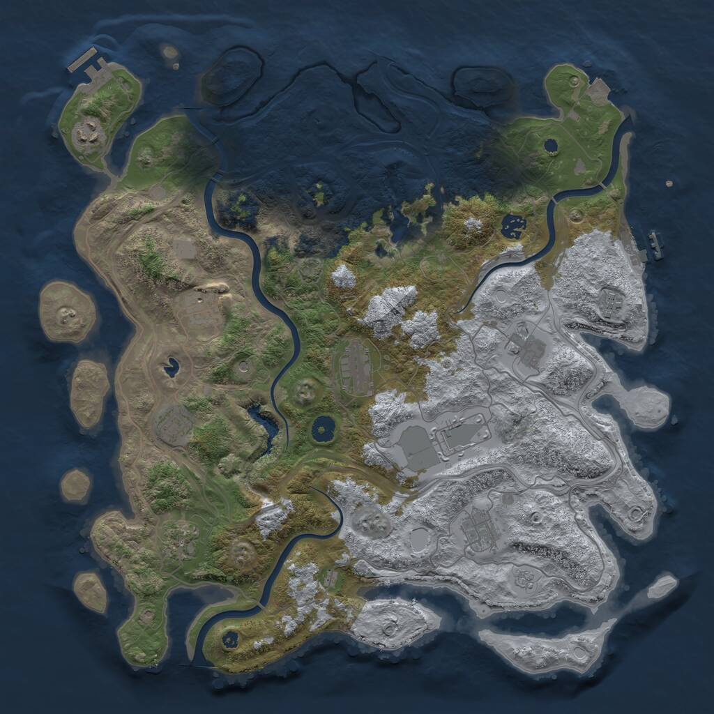 Rust Map: Procedural Map, Size: 4250, Seed: 1037992841, 16 Monuments