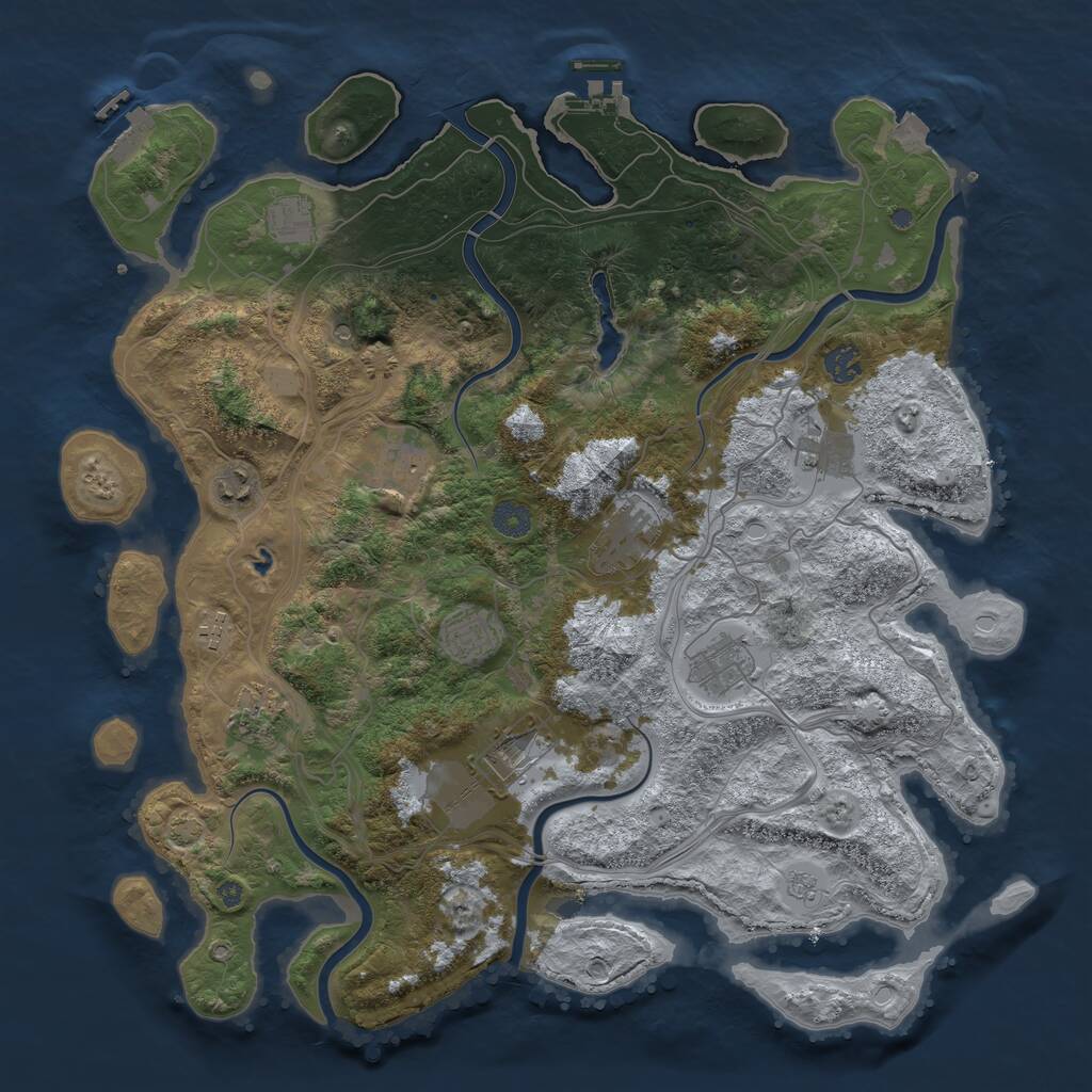 Rust Map: Procedural Map, Size: 4250, Seed: 1037992841, 16 Monuments