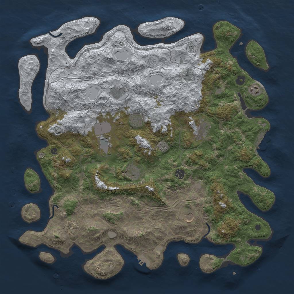Rust Map: Procedural Map, Size: 4500, Seed: 647560451, 19 Monuments