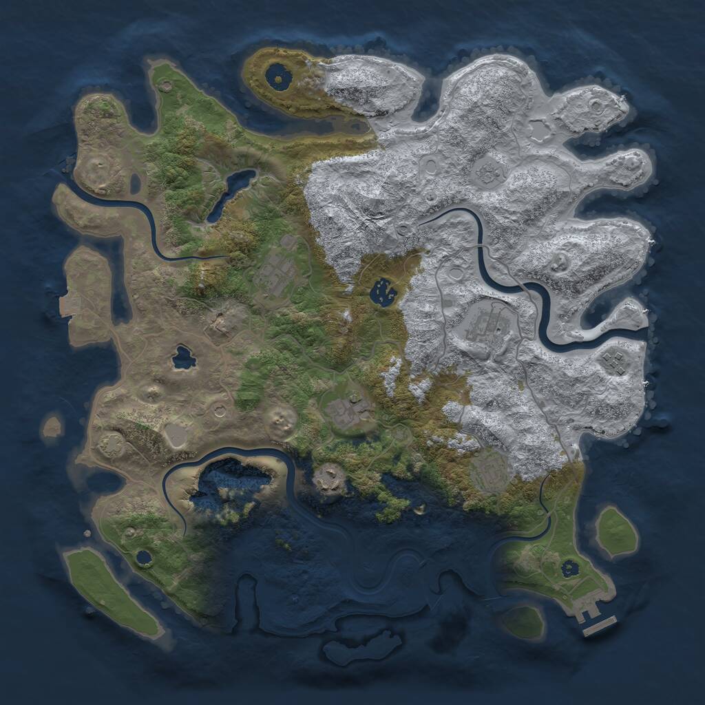 Rust Map: Procedural Map, Size: 4000, Seed: 83613, 12 Monuments