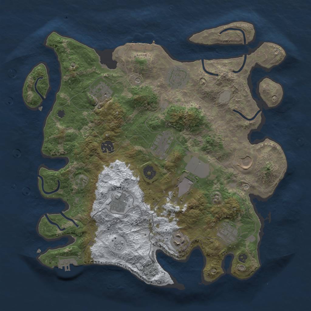 Rust Map: Procedural Map, Size: 3550, Seed: 3971858, 19 Monuments