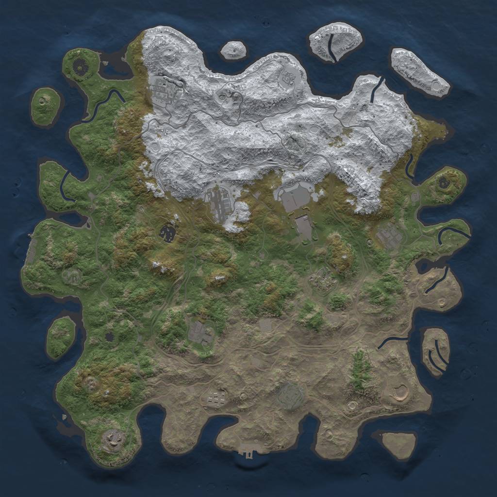 Rust Map: Procedural Map, Size: 4555, Seed: 1, 20 Monuments