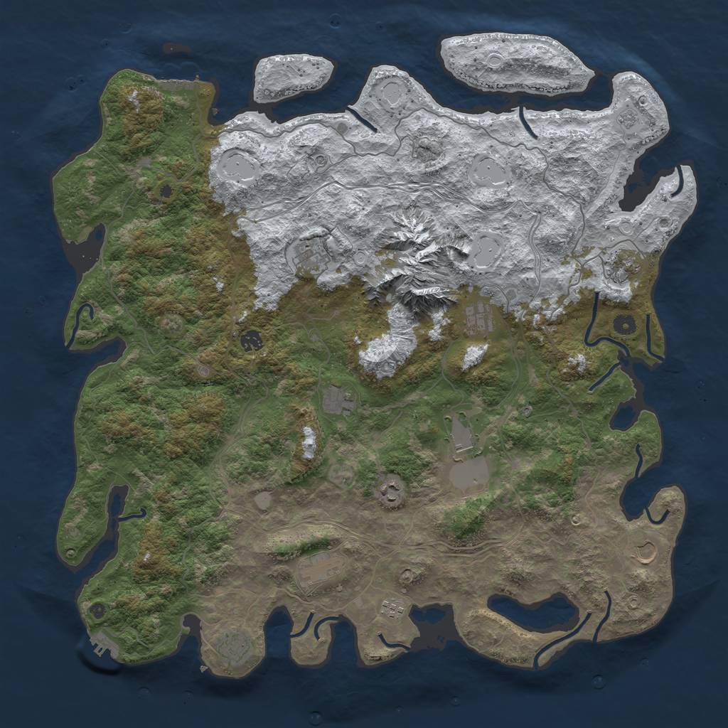 Rust Map: Procedural Map, Size: 5000, Seed: 2053743422, 20 Monuments