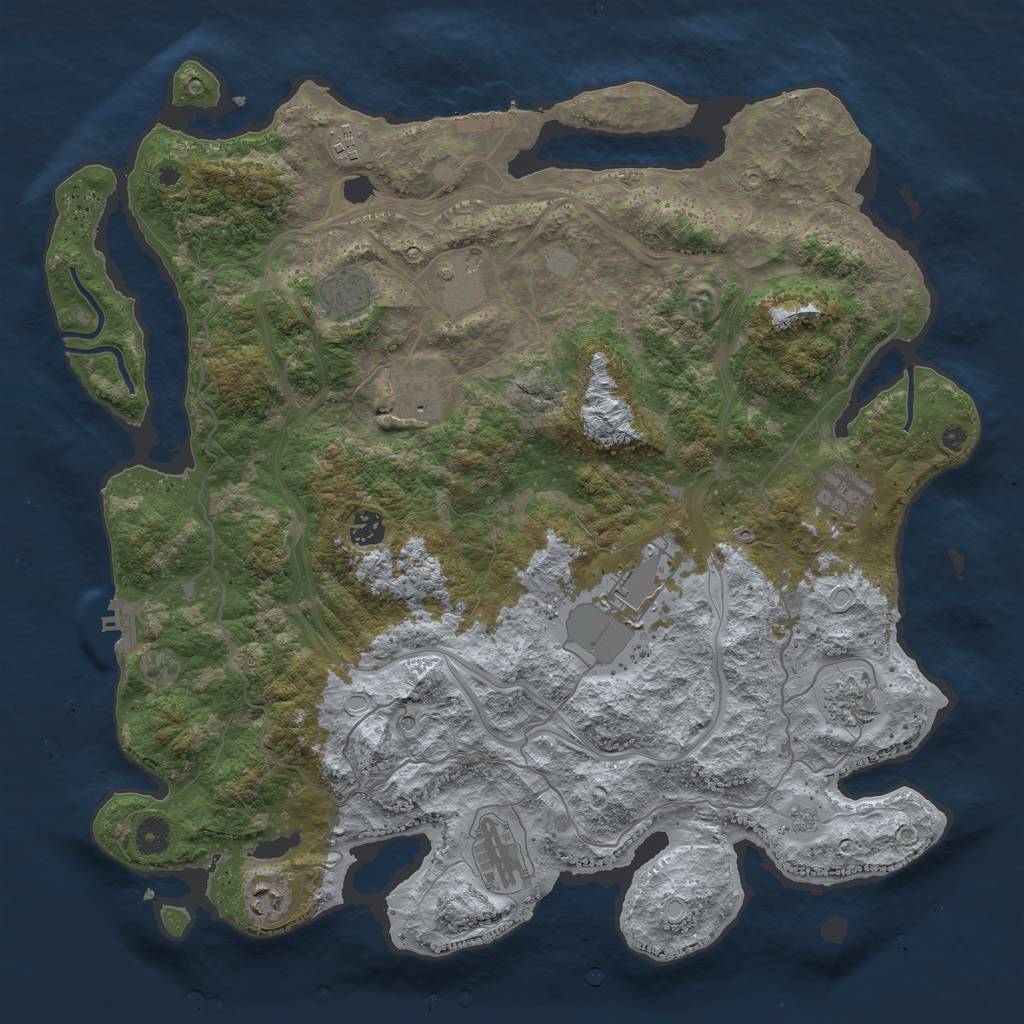 Rust Map: Procedural Map, Size: 4250, Seed: 1372706576, 17 Monuments