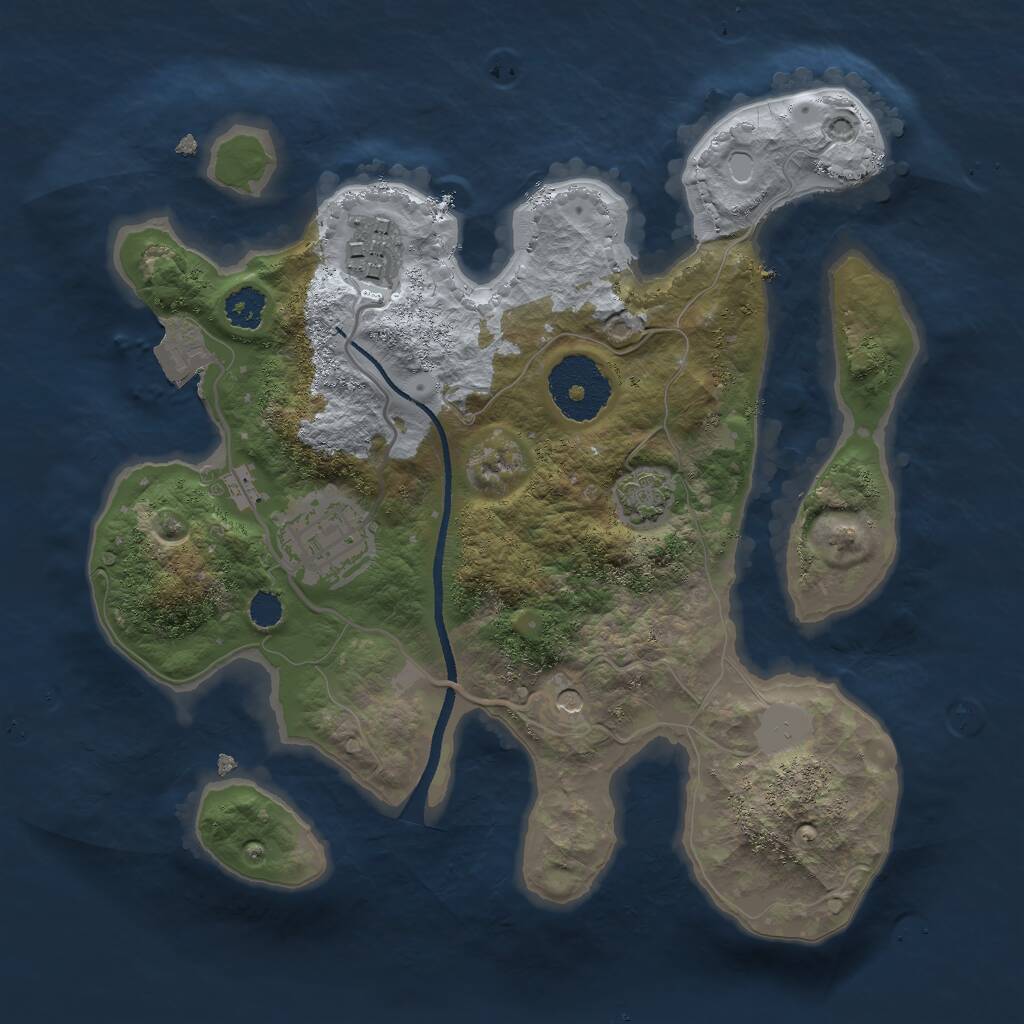 Rust Map: Procedural Map, Size: 2500, Seed: 999999999, 5 Monuments