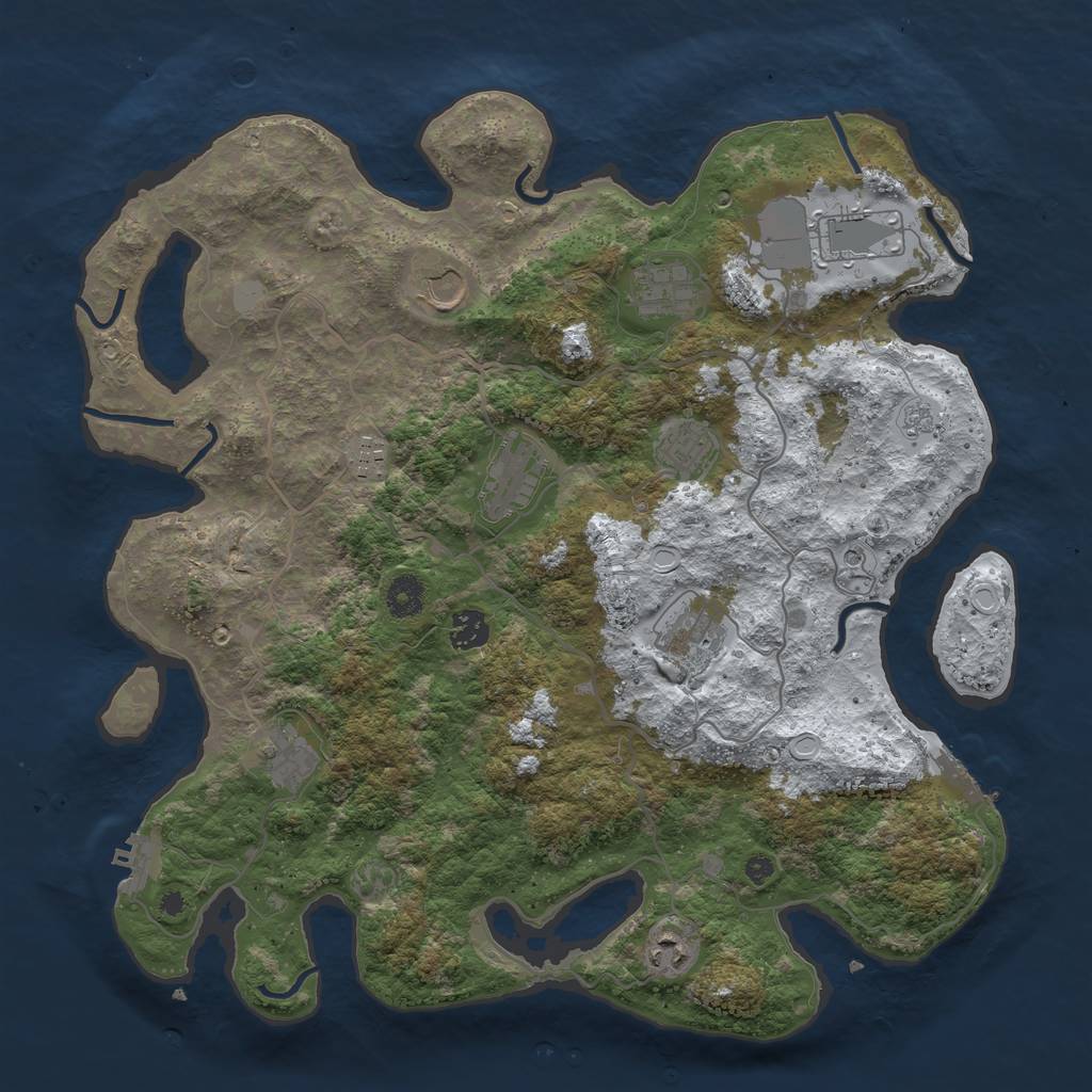 Rust Map: Procedural Map, Size: 4000, Seed: 45465, 19 Monuments