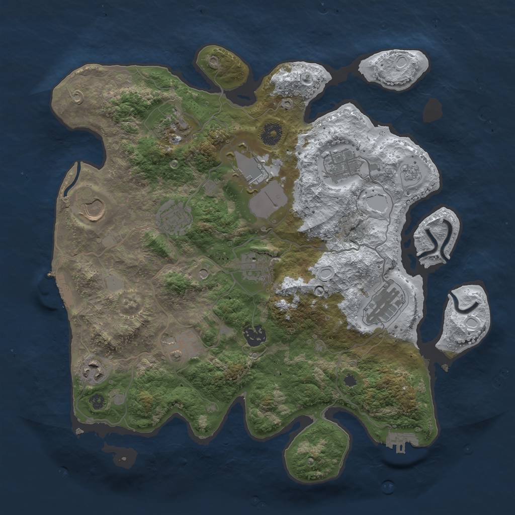 Rust Map: Procedural Map, Size: 3500, Seed: 2008428020, 19 Monuments