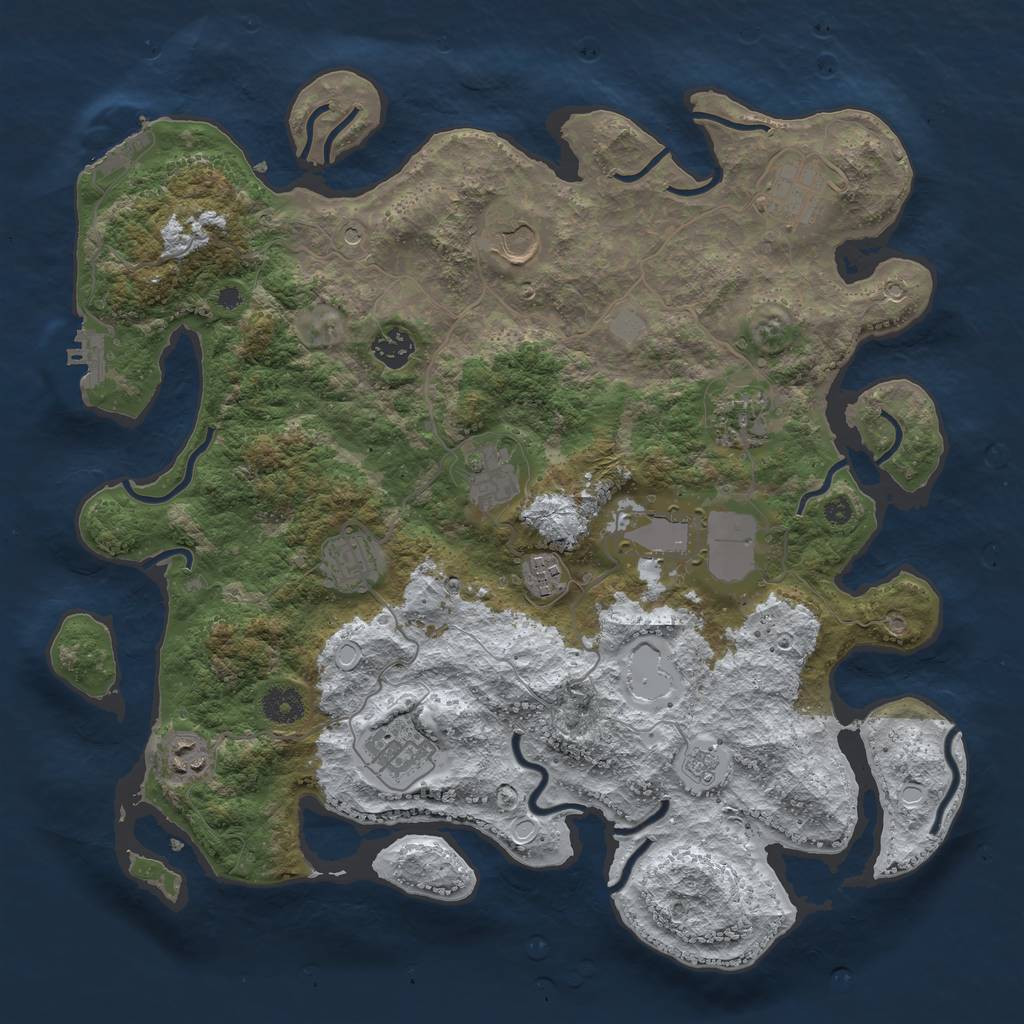 Rust Map: Procedural Map, Size: 3850, Seed: 1231245555, 19 Monuments