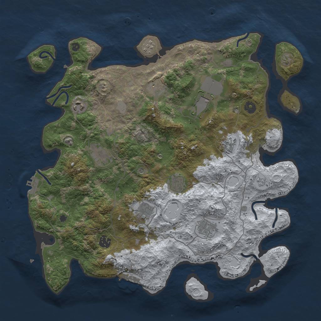 Rust Map: Procedural Map, Size: 4000, Seed: 1952628723, 19 Monuments