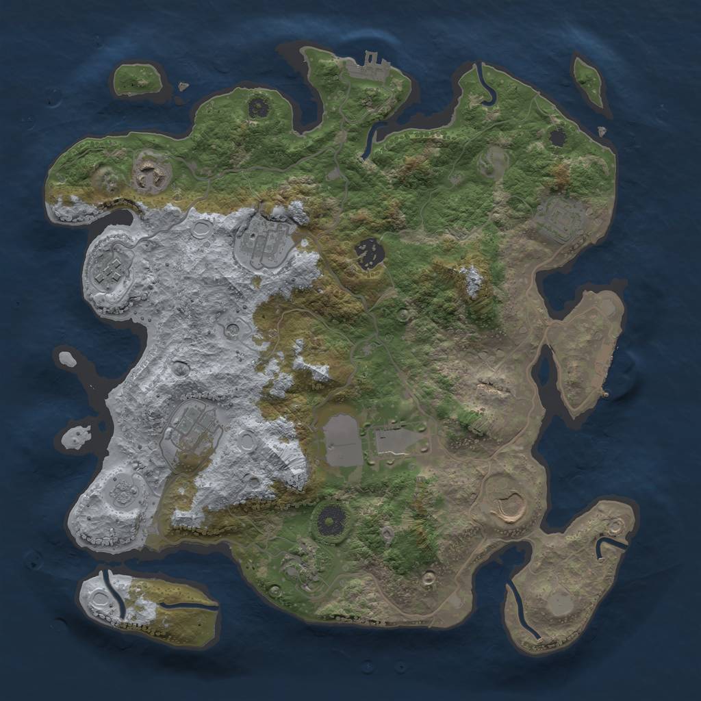 Rust Map: Procedural Map, Size: 3500, Seed: 1880919381, 18 Monuments