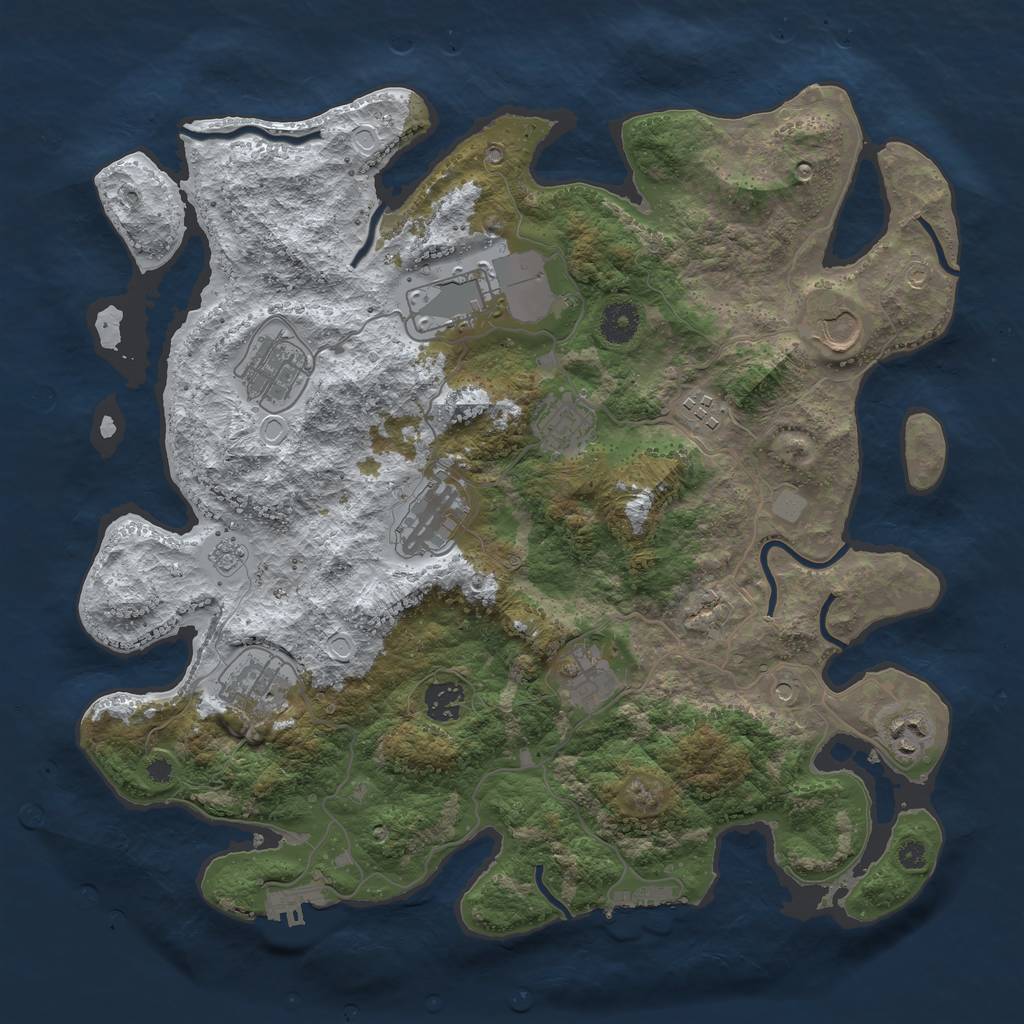 Rust Map: Procedural Map, Size: 3800, Seed: 1058603750, 19 Monuments