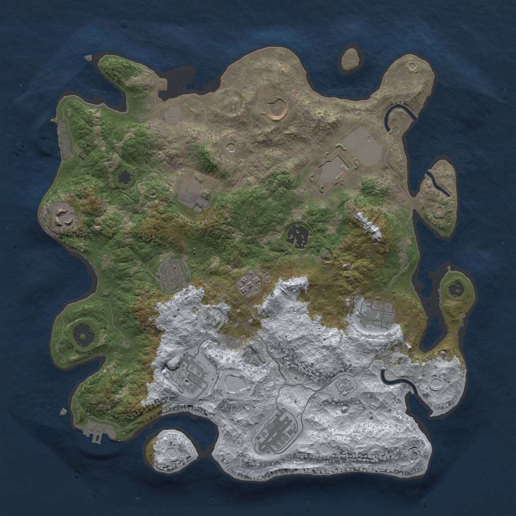Rust Map: Procedural Map, Size: 3500, Seed: 272353271, 19 Monuments
