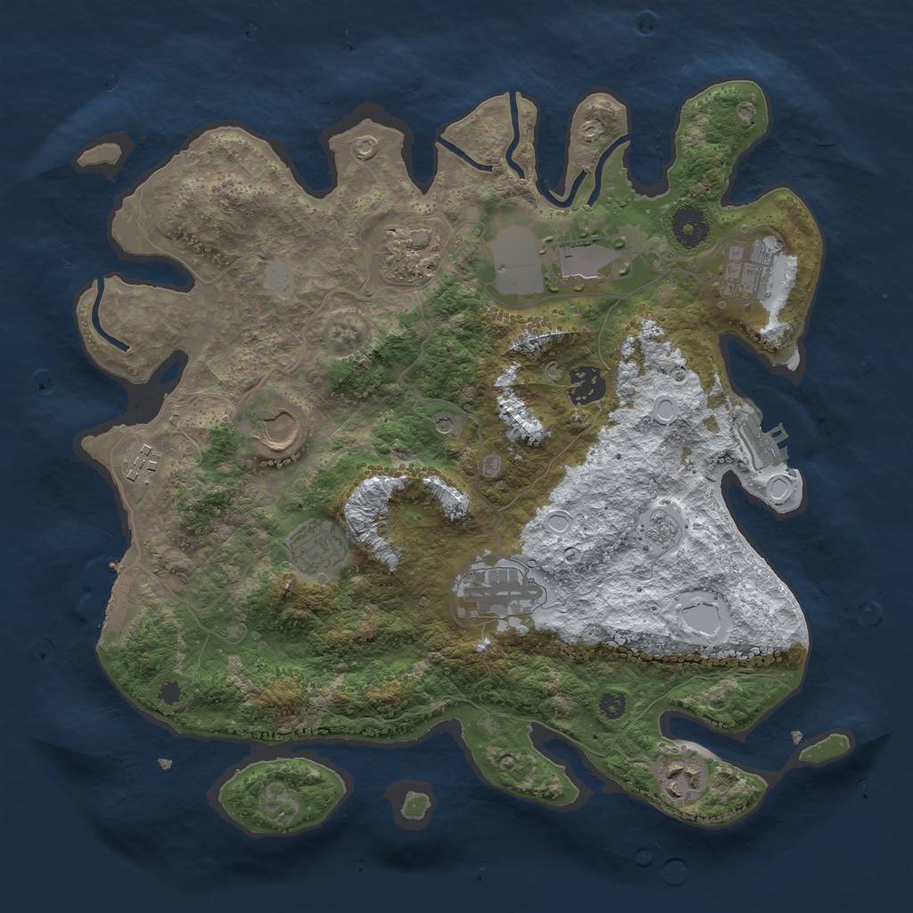 Rust Map: Procedural Map, Size: 3500, Seed: 667355685, 18 Monuments