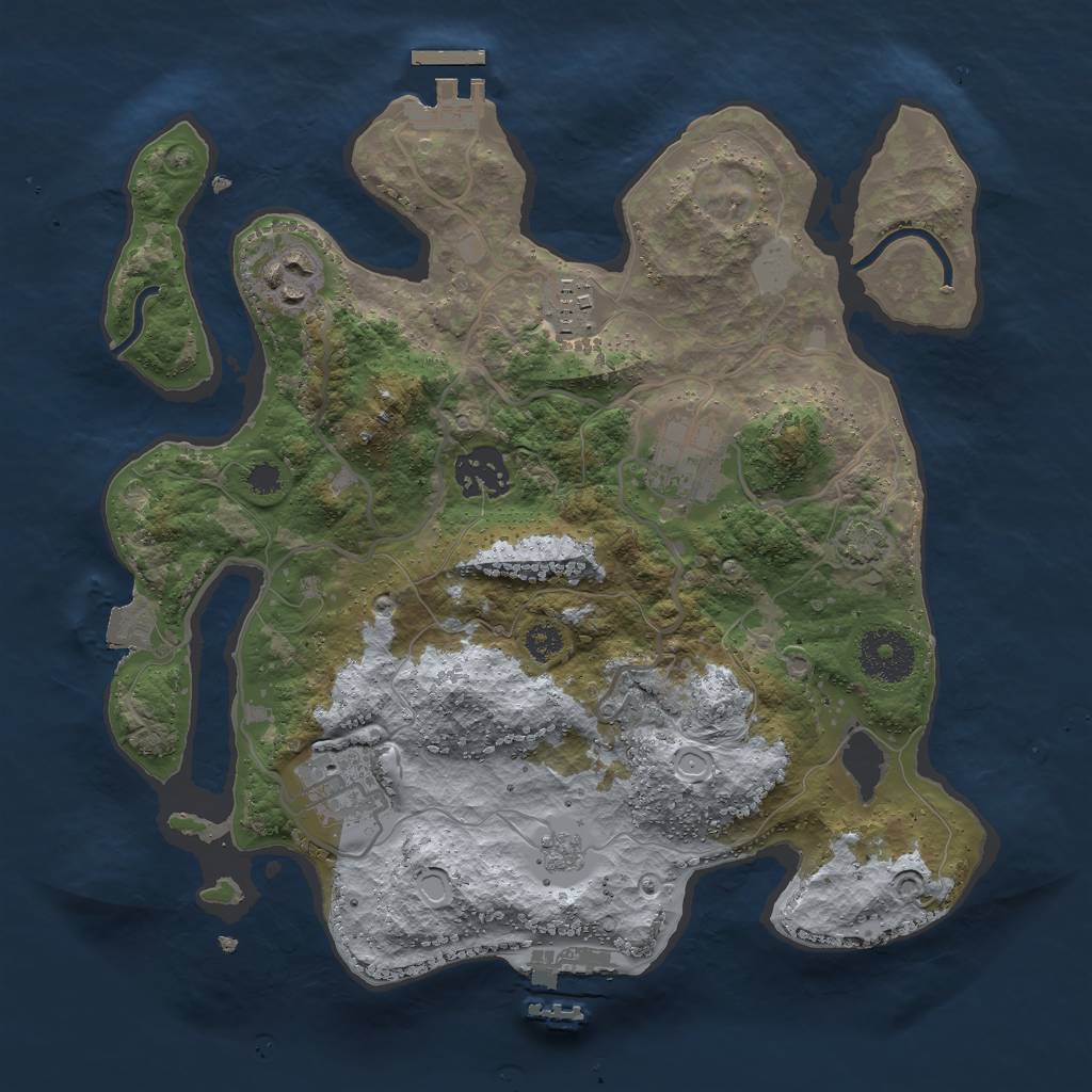 Rust Map: Procedural Map, Size: 3000, Seed: 888888, 12 Monuments