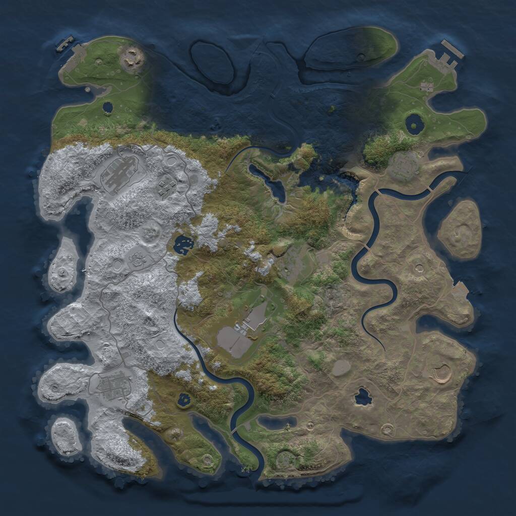 Rust Map: Procedural Map, Size: 4000, Seed: 1850691021, 15 Monuments