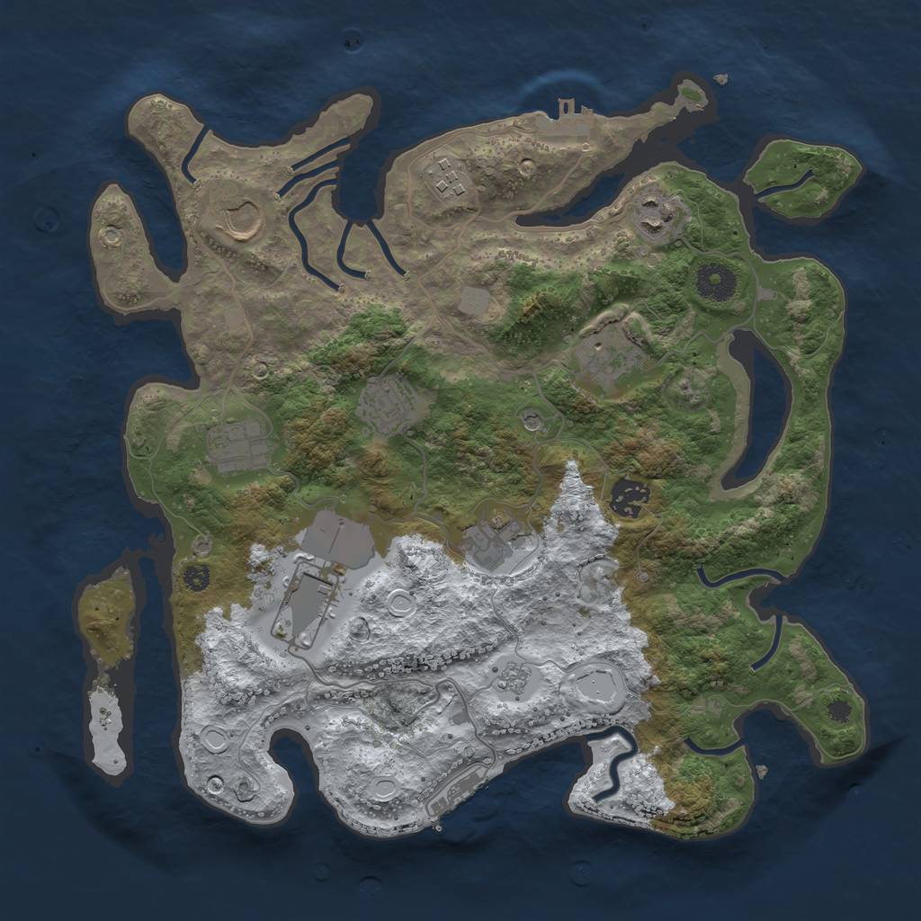 Rust Map: Procedural Map, Size: 3500, Seed: 316152519, 18 Monuments