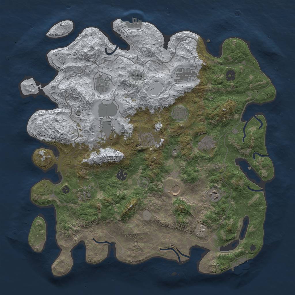 Rust Map: Procedural Map, Size: 4169, Seed: 75, 20 Monuments
