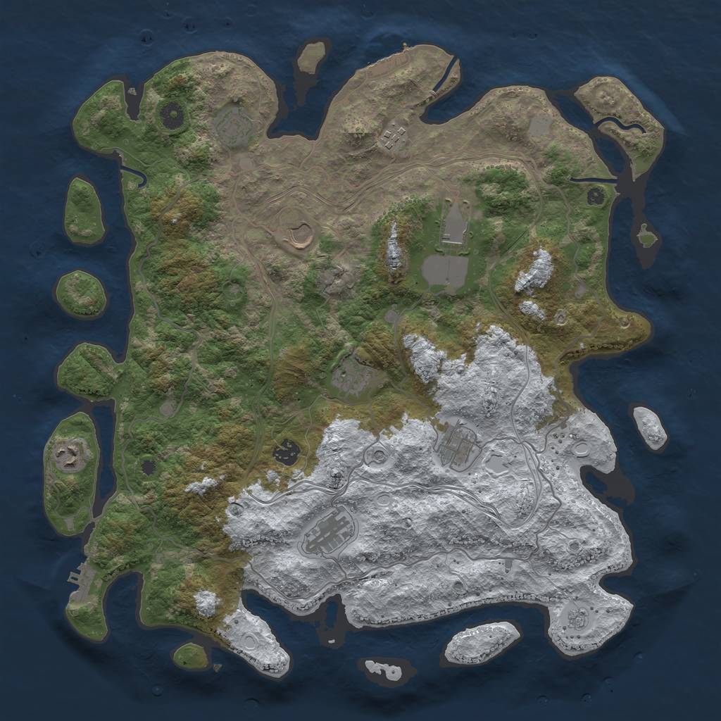 Rust Map: Procedural Map, Size: 4250, Seed: 51122, 18 Monuments