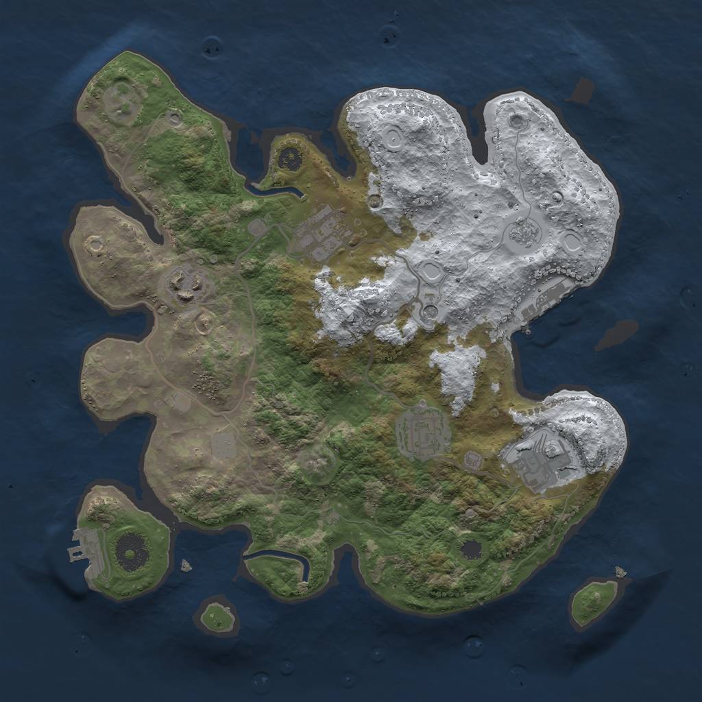 Rust Map: Procedural Map, Size: 3000, Seed: 1654403129, 13 Monuments