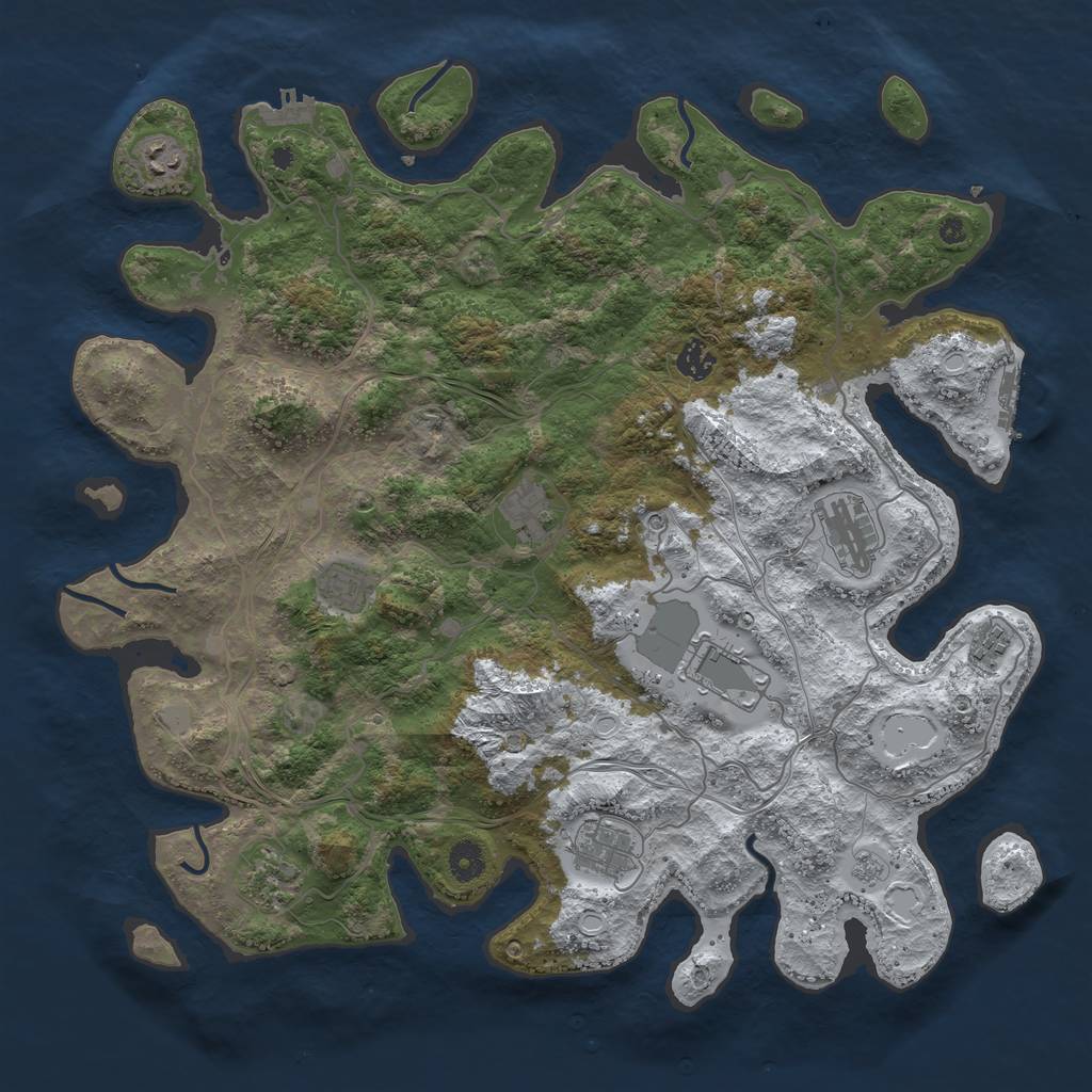 Rust Map: Procedural Map, Size: 4250, Seed: 585129205, 18 Monuments