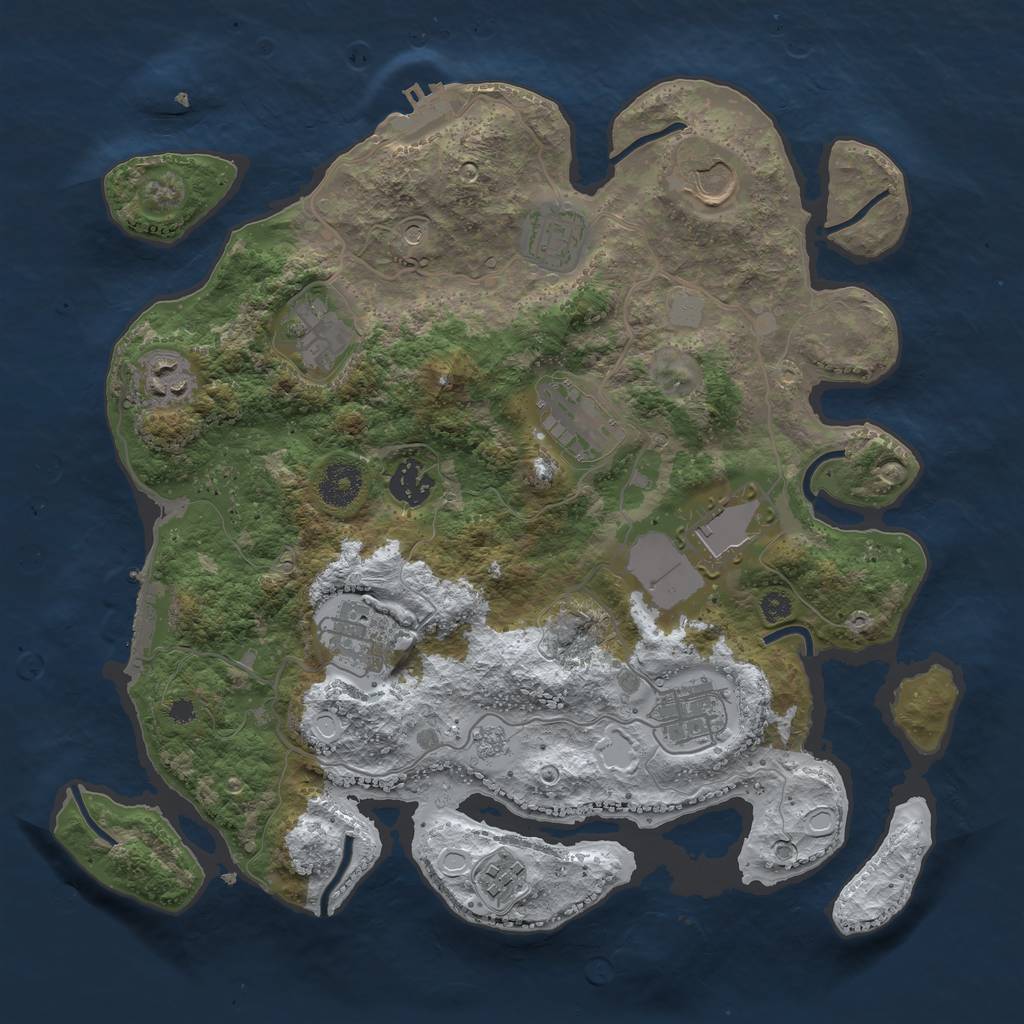 Rust Map: Procedural Map, Size: 3500, Seed: 713546493, 19 Monuments