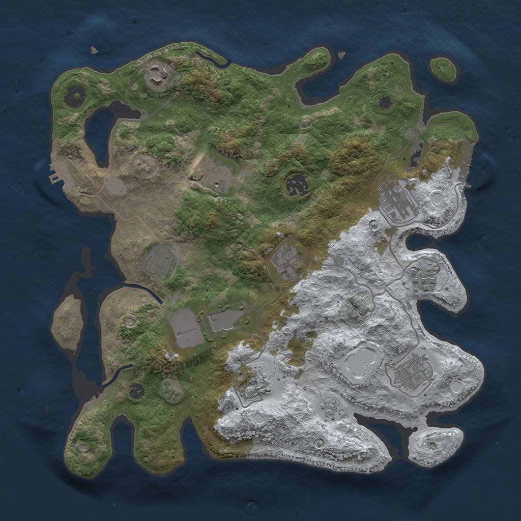 Rust Map: Procedural Map, Size: 3500, Seed: 708820726, 18 Monuments