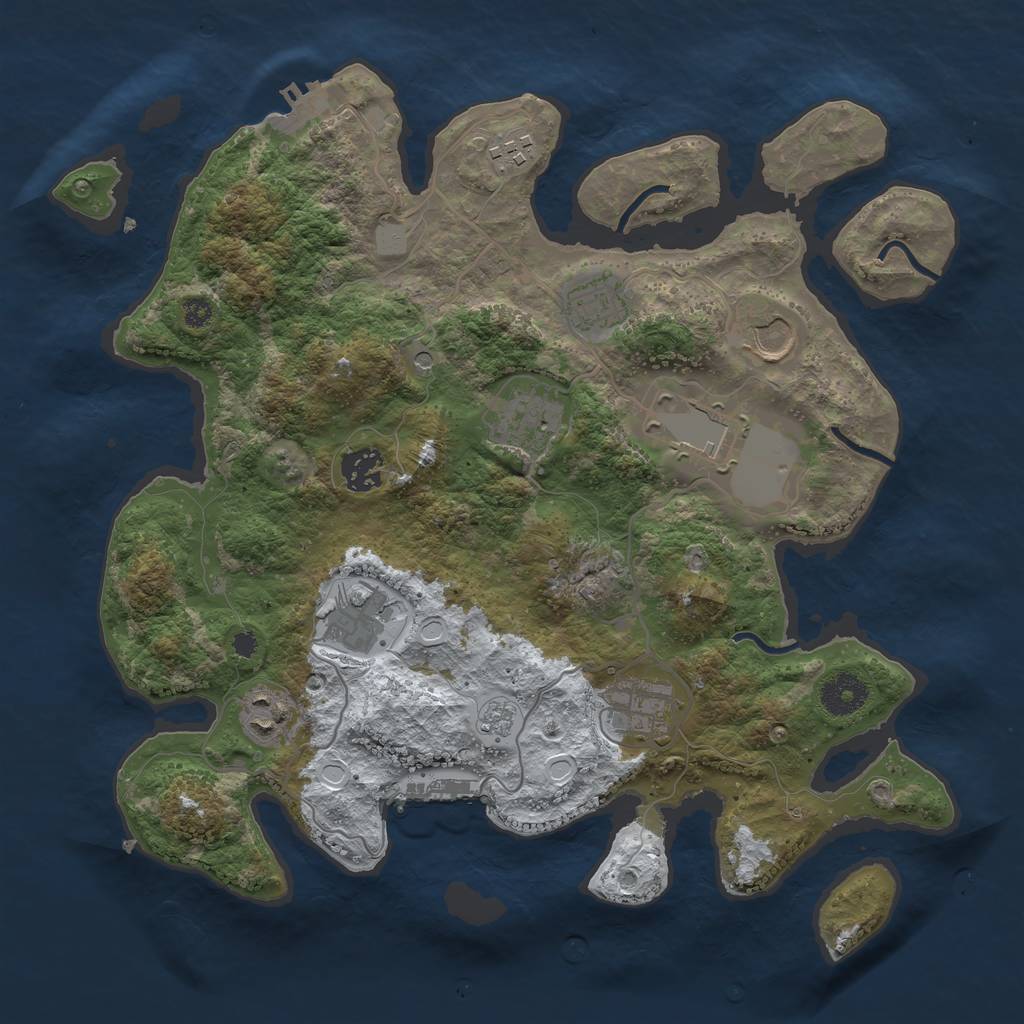 Rust Map: Procedural Map, Size: 3500, Seed: 1808274151, 18 Monuments