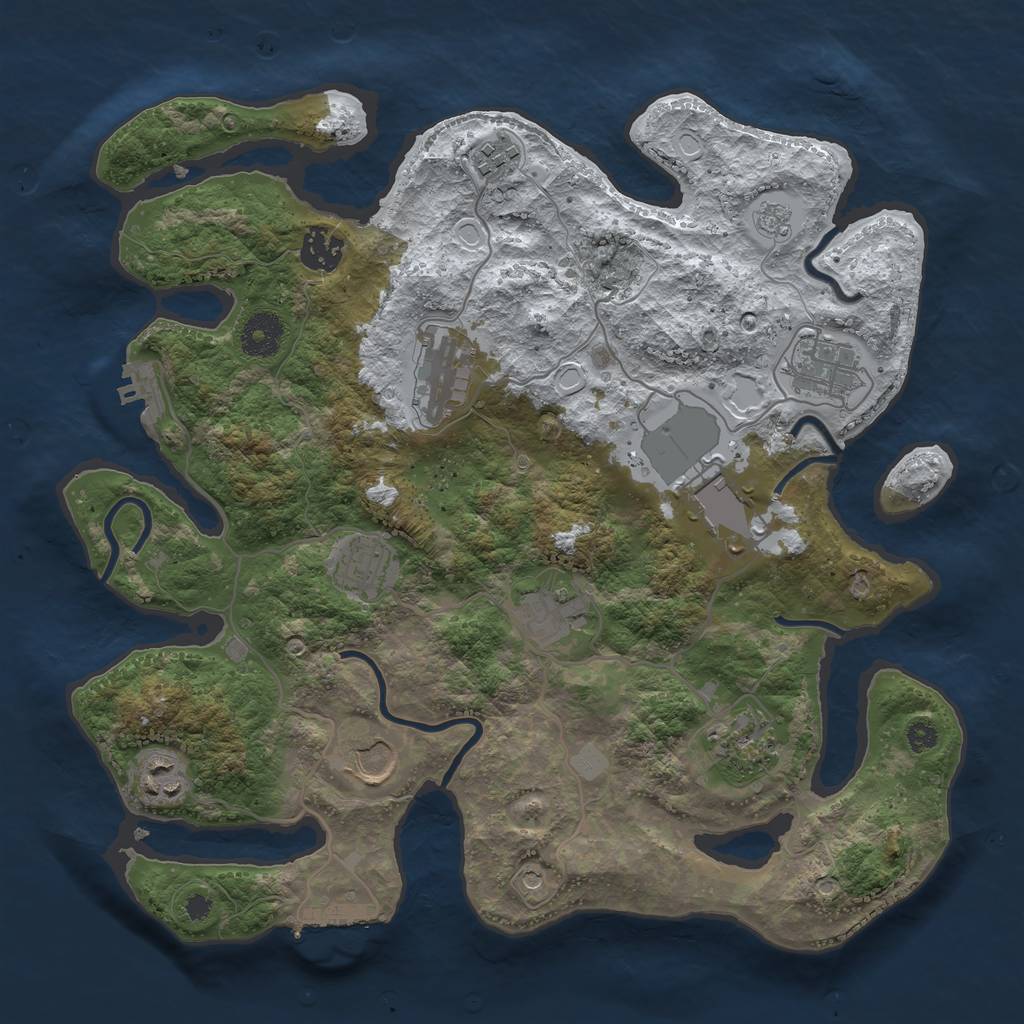 Rust Map: Procedural Map, Size: 3500, Seed: 1842619023, 19 Monuments