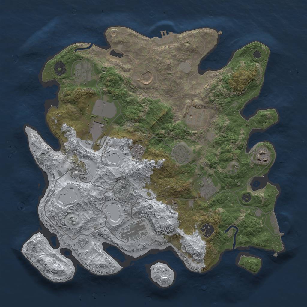 Rust Map: Procedural Map, Size: 3500, Seed: 215022396, 20 Monuments