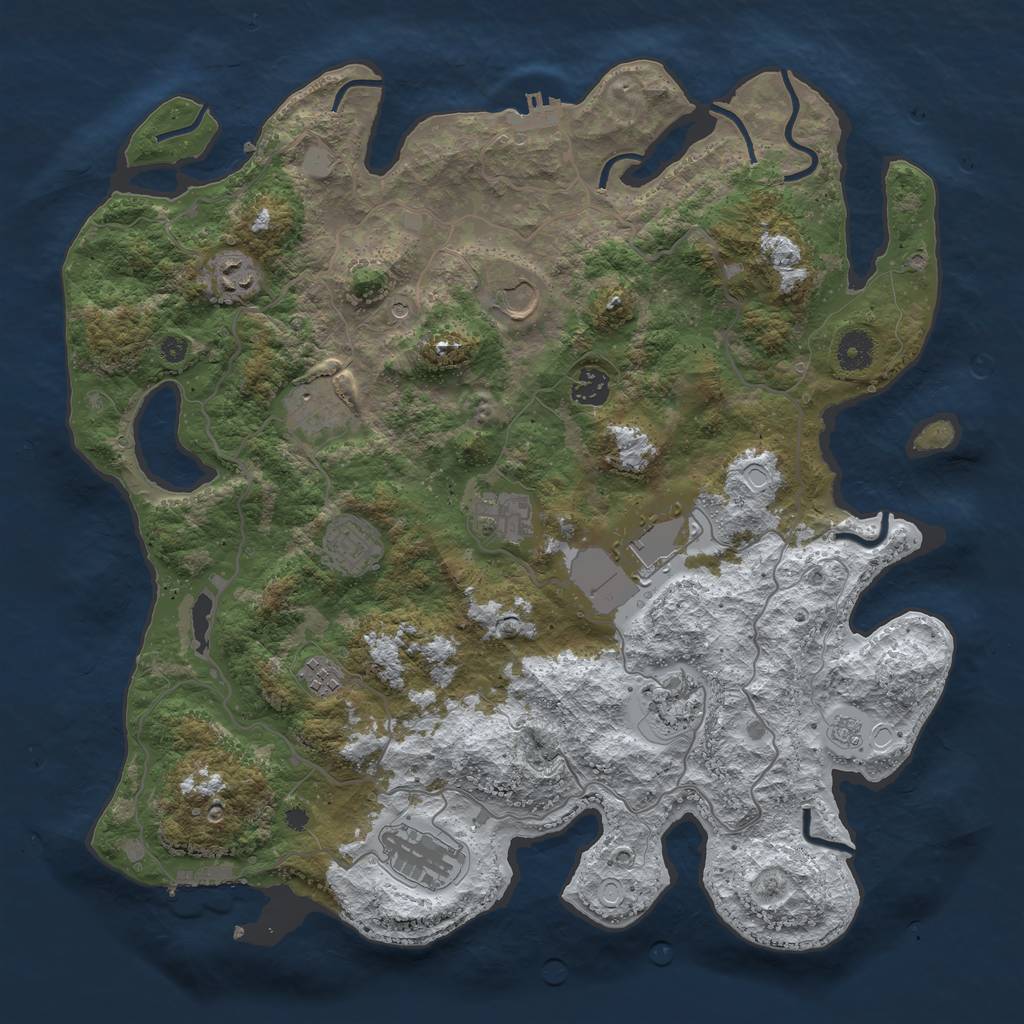 Rust Map: Procedural Map, Size: 4000, Seed: 1519828102, 19 Monuments