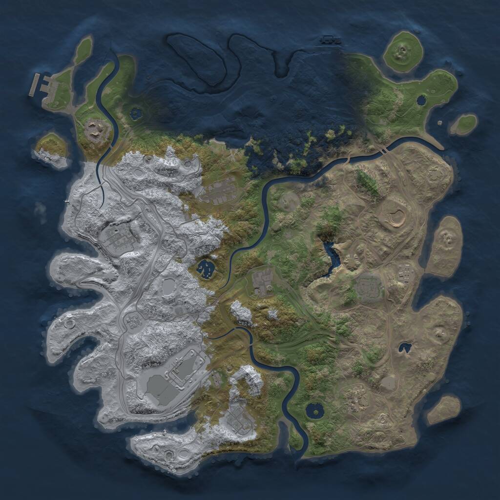 Rust Map: Procedural Map, Size: 4250, Seed: 327356318, 17 Monuments
