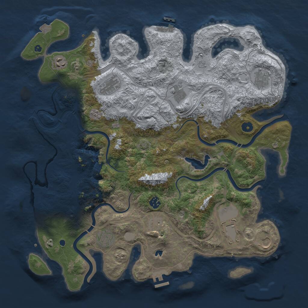 Rust Map: Procedural Map, Size: 4250, Seed: 684057566, 16 Monuments