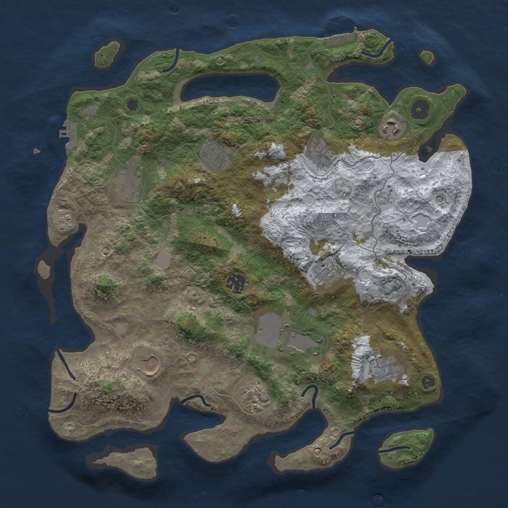 Rust Map: Procedural Map, Size: 3950, Seed: 703385727, 20 Monuments