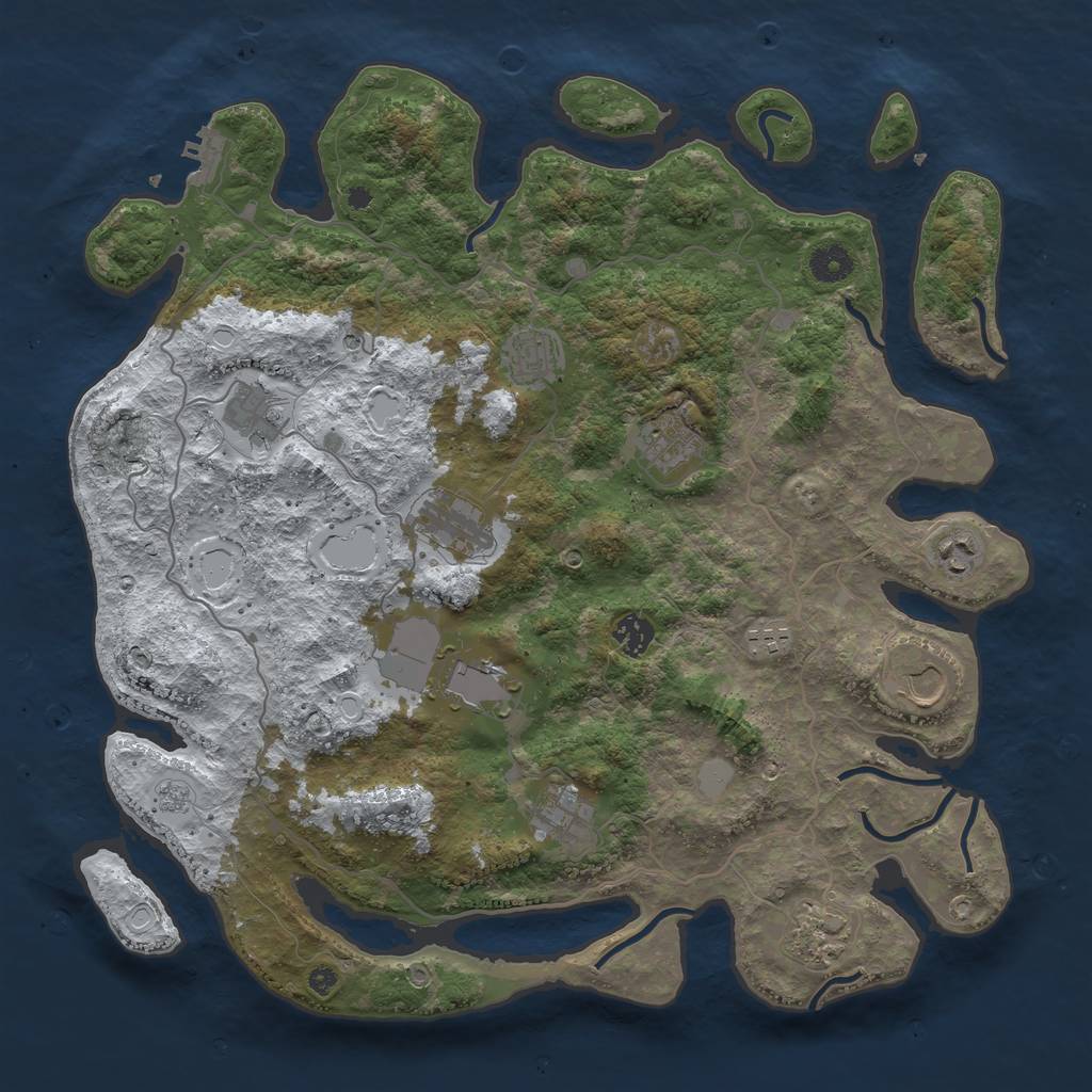 Rust Map: Procedural Map, Size: 4050, Seed: 2081642108, 19 Monuments