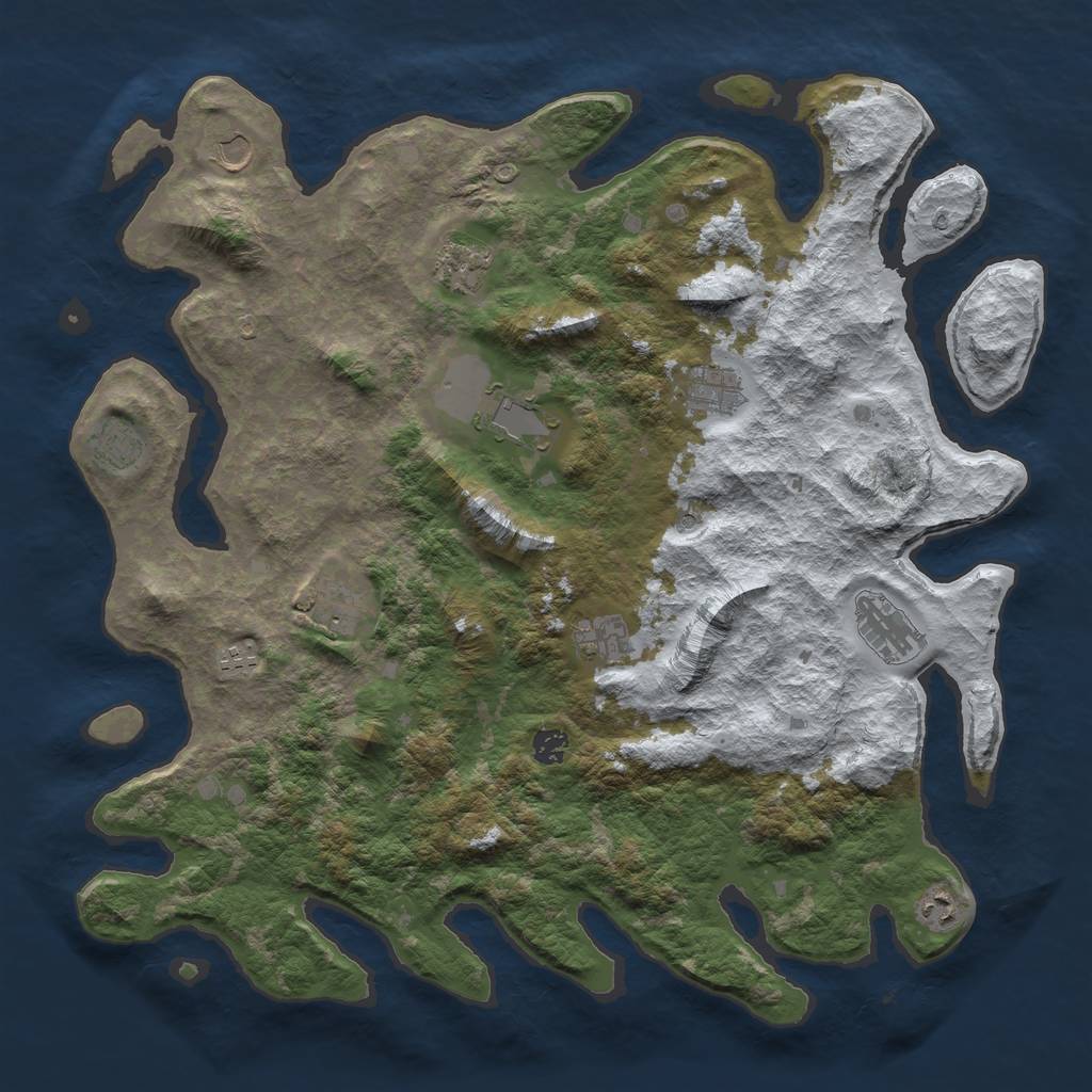 Rust Map: Barren, Size: 4500, Seed: 639, 14 Monuments