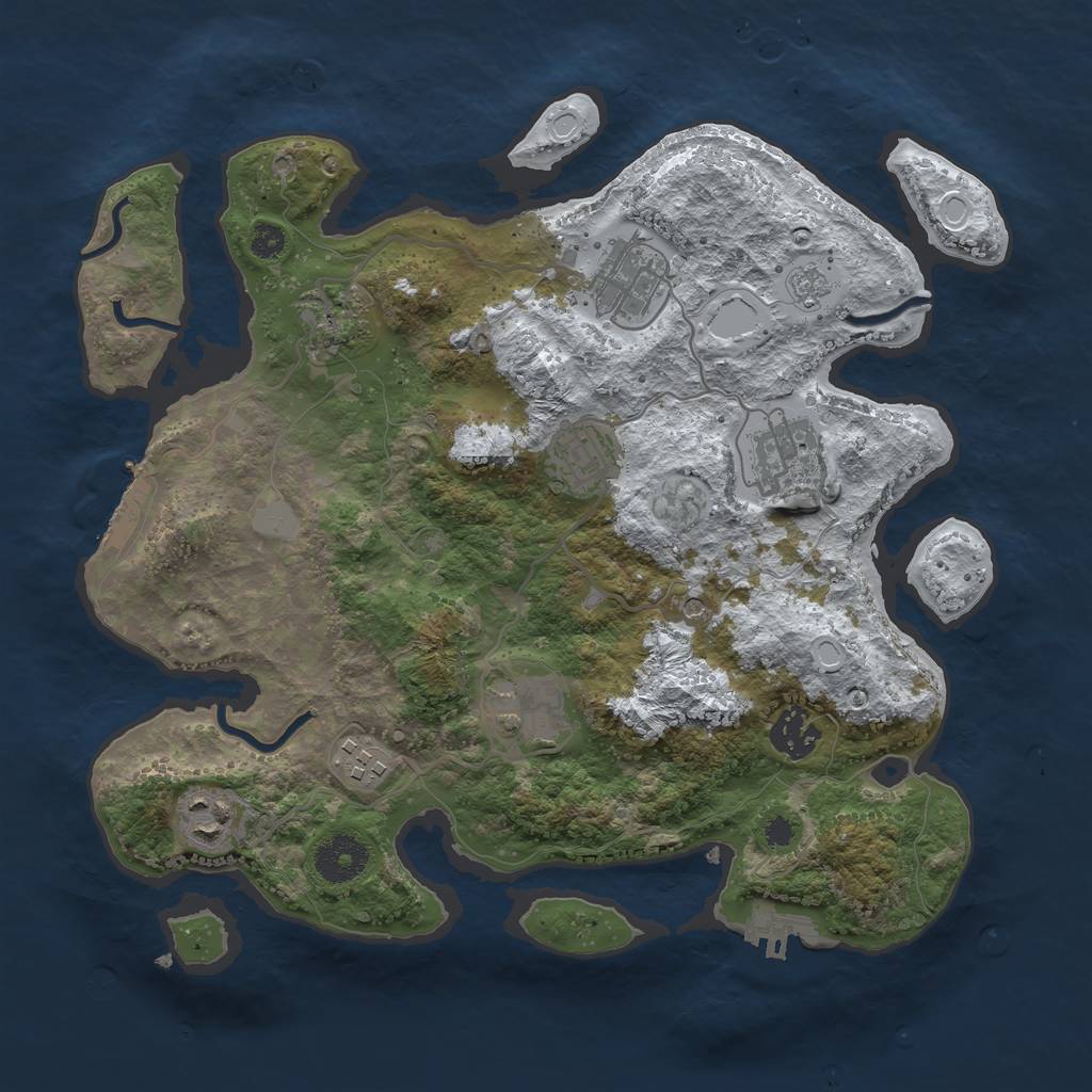 Rust Map: Procedural Map, Size: 3300, Seed: 1234567890, 17 Monuments