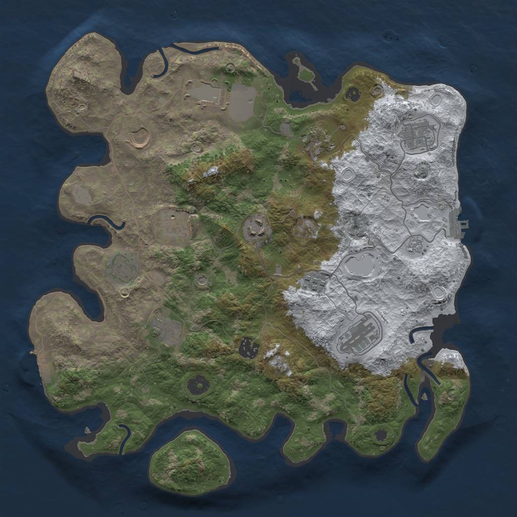 Rust Map: Procedural Map, Size: 3750, Seed: 620339596, 20 Monuments