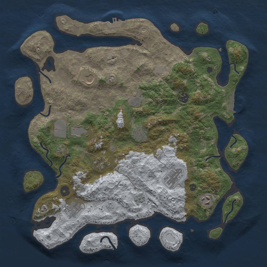 Rust Map: Procedural Map, Size: 3950, Seed: 945399100, 19 Monuments