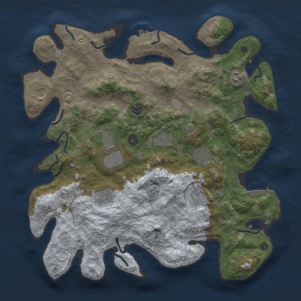 Rust Map: Procedural Map, Size: 4000, Seed: 97, 18 Monuments