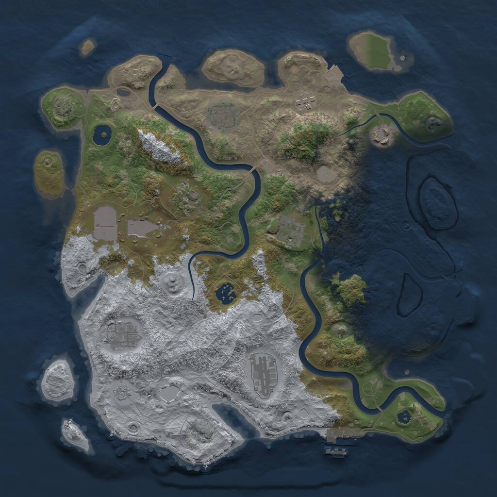 Rust Map: Procedural Map, Size: 3750, Seed: 1664136647, 15 Monuments